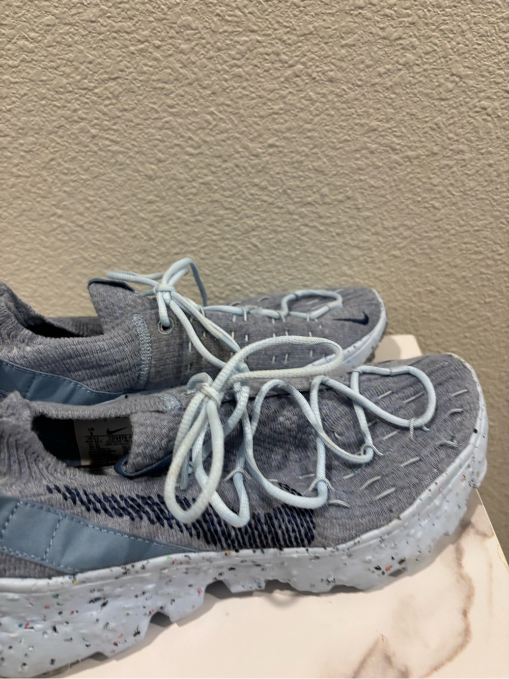 Nike Light Gray and Pale Blue Knit Sneakers